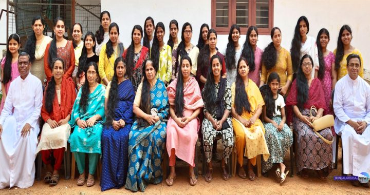 കരുവന്നൂര്‍ സെന്റ് മേരീസ് ഇടവകയില്‍ സിഎല്‍സി സംഘടിപ്പിച്ച കേശദാന ക്യാമ്പില്‍ മുടി ദാനം ചെയ്തവര്‍.