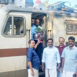 ഇരിങ്ങാലക്കുട റെയില്‍വേ സ്റ്റേഷനില്‍ പുതിയതായി സ്റ്റോപ്പ് അനുവദിച്ച വിശാഖപട്ടണം കൊല്ലം എക്‌സ്പ്രസിന് സ്വീകരണം നല്‍കി