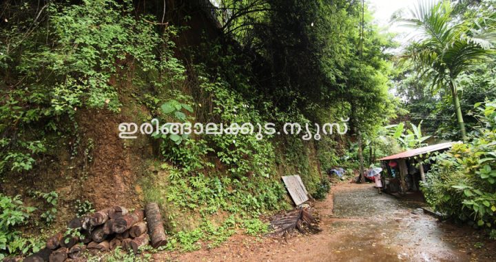 വാതില്‍മാടം കോളനിയിലെ വീടുകളോട് ചേര്‍ന്ന് ഏതു സമയവും വീഴാറായി നില്‍ക്കുന്ന കുന്ന്.